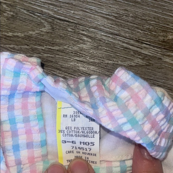 Pink and Blue Plaid Baby girls Romper gingham bubble romper size 3 to 6 months - Picture 3 of 6